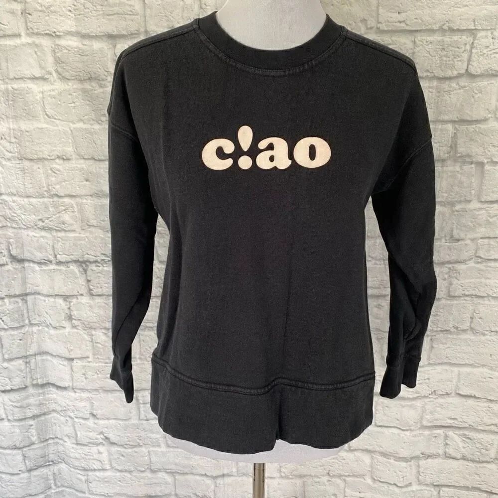 Madewell women S Longsleeve Crewneck sweatshirt washed out black